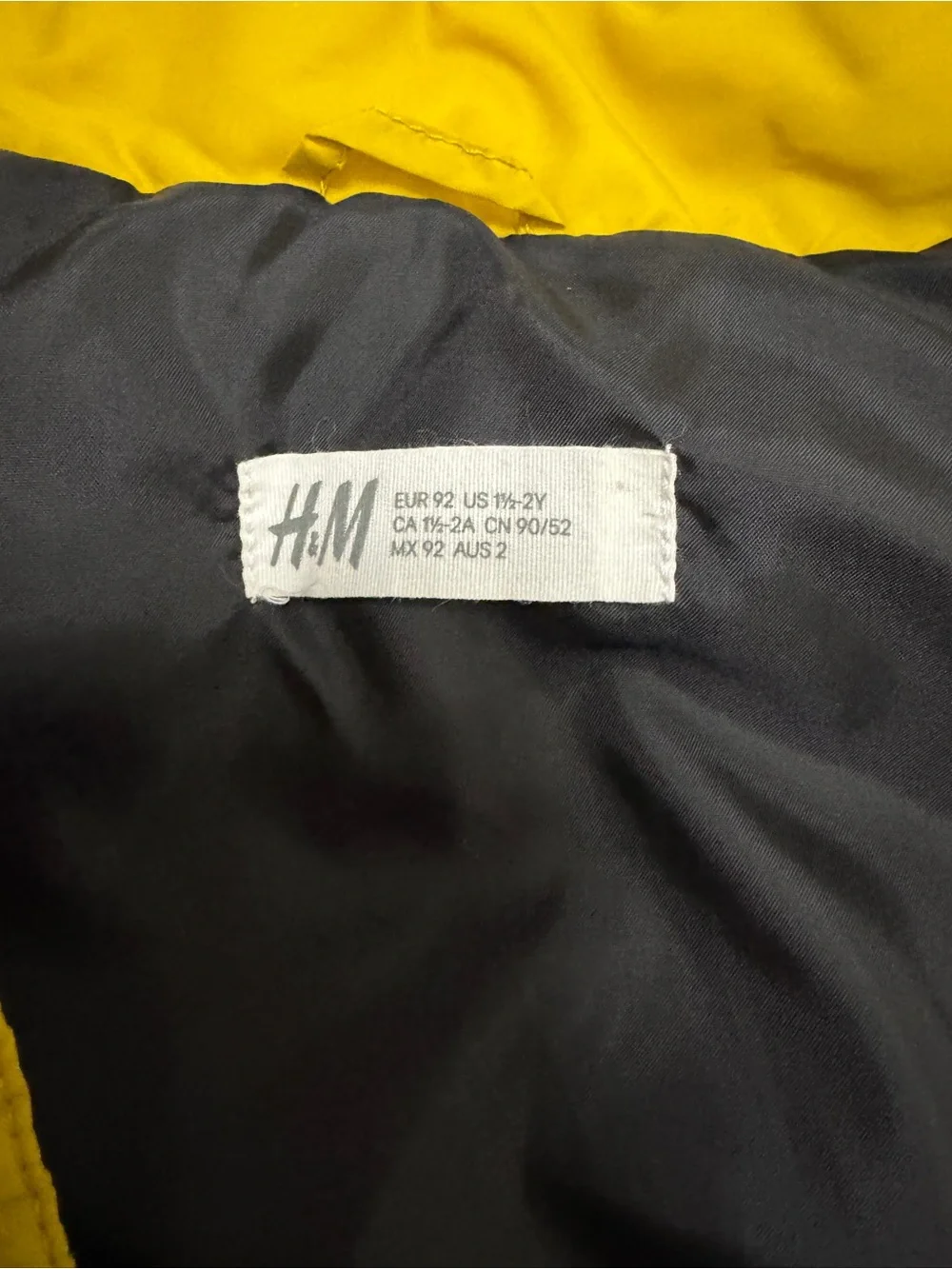 H&M Yellow Puffer Vest with Gray removable Hood and 'A' Patch